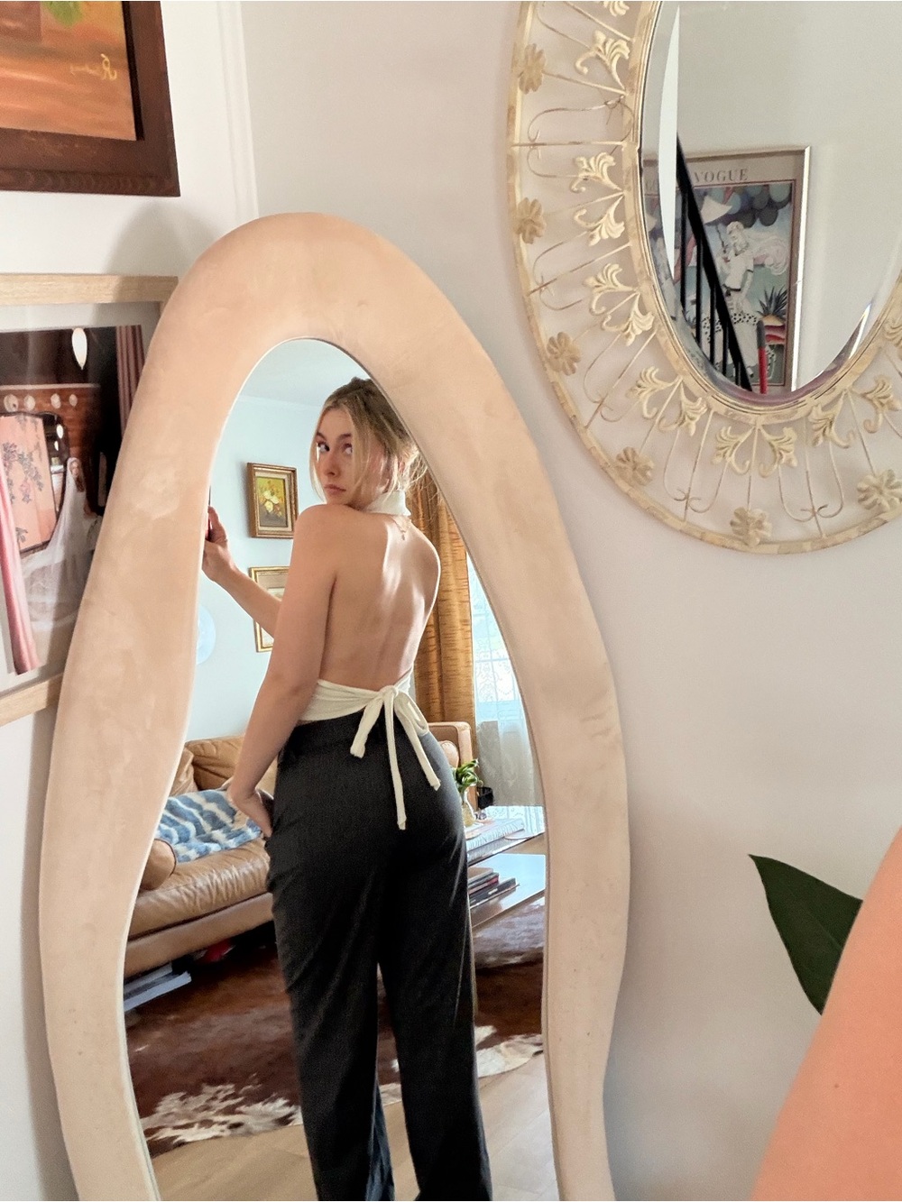 Forever 21 Backless Cream Collar Crop Top